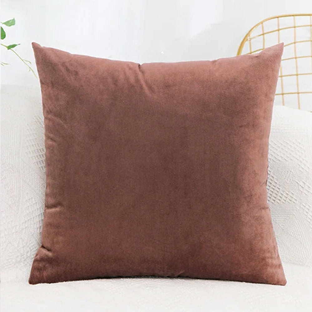 Pack of 2 velvet decorative plain cushion ( Brown )