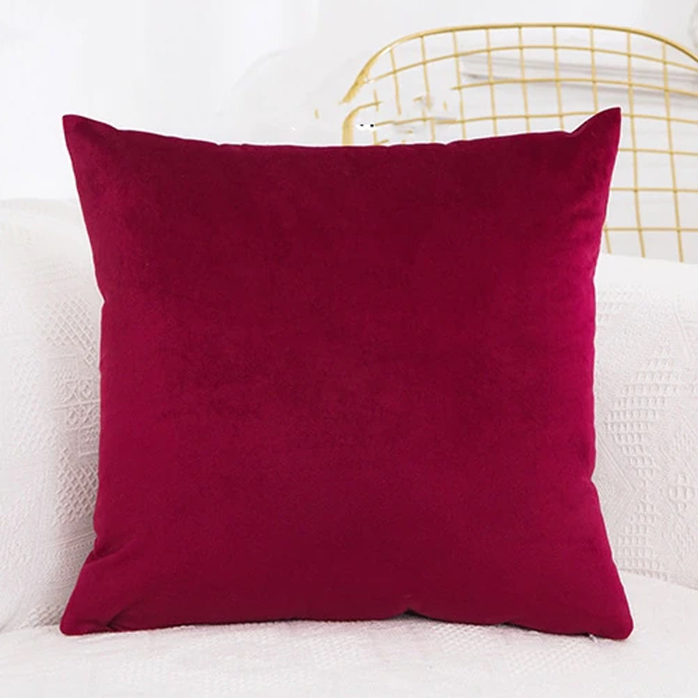 Pack of 2 velvet decorative plain cushion ( Maroon )