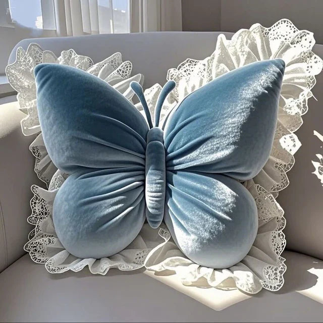 Pack of 1 pack velvet butterfly cushion ( sky blue )