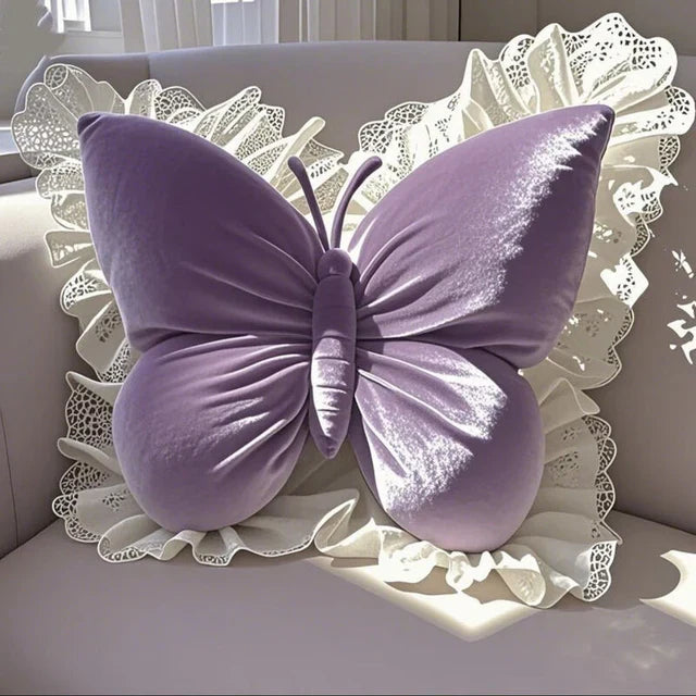 Pack of 1 pack velvet butterfly cushion ( light purple )