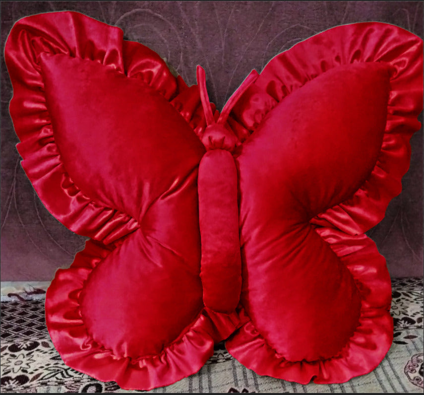 Pack of 1 pack velvet butterfly cushion ( red )