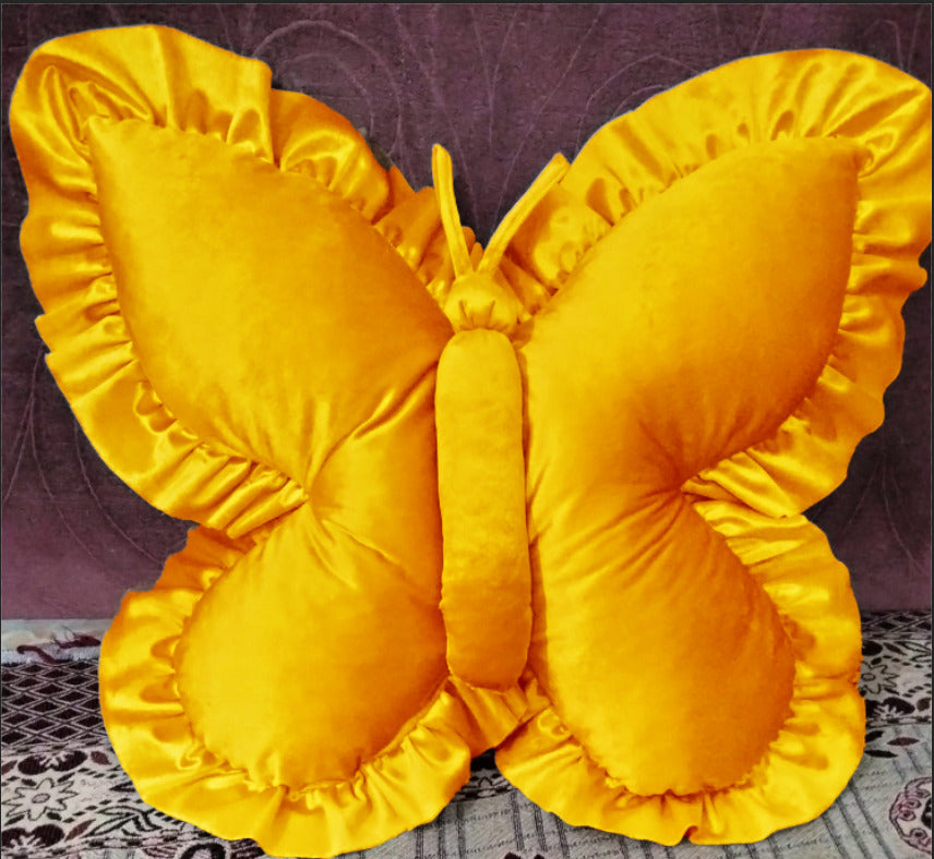 Pack of 1 pack velvet butterfly cushion ( yellow )