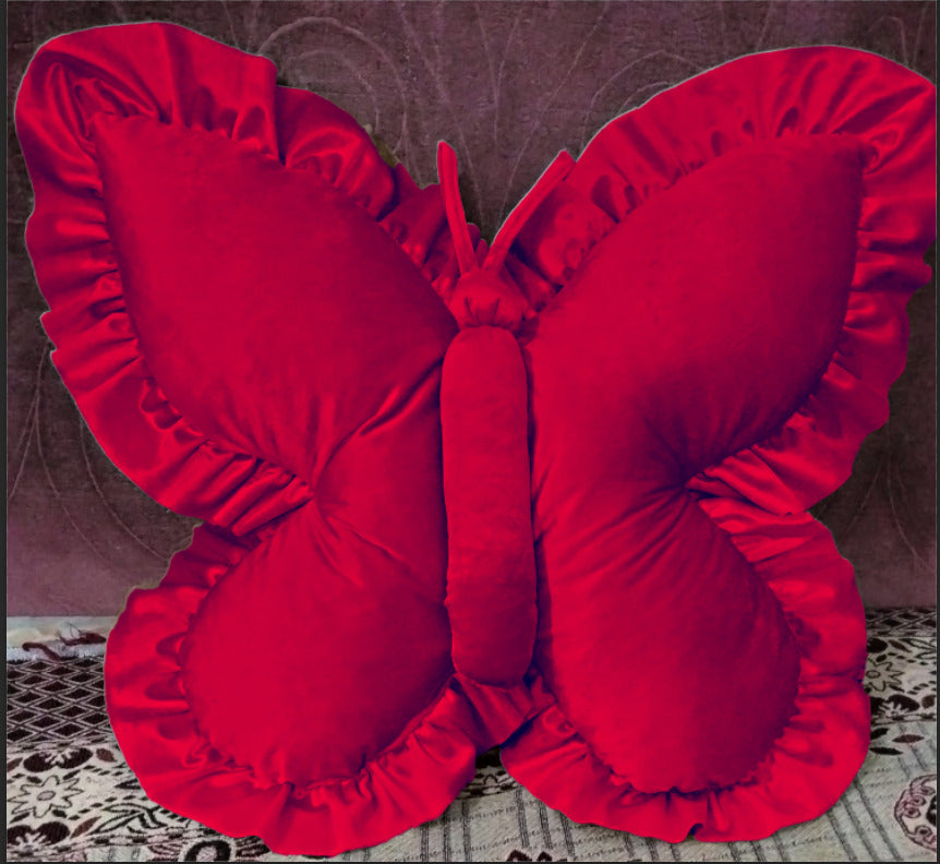 Pack of 1 pack velvet butterfly cushion ( maroon )