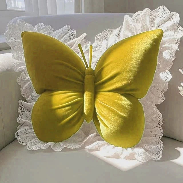 Pack of 1 pack velvet butterfly cushion ( yellow )