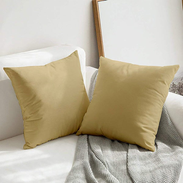 Pack of 2 velvet decorative plain cushion ( Gold )