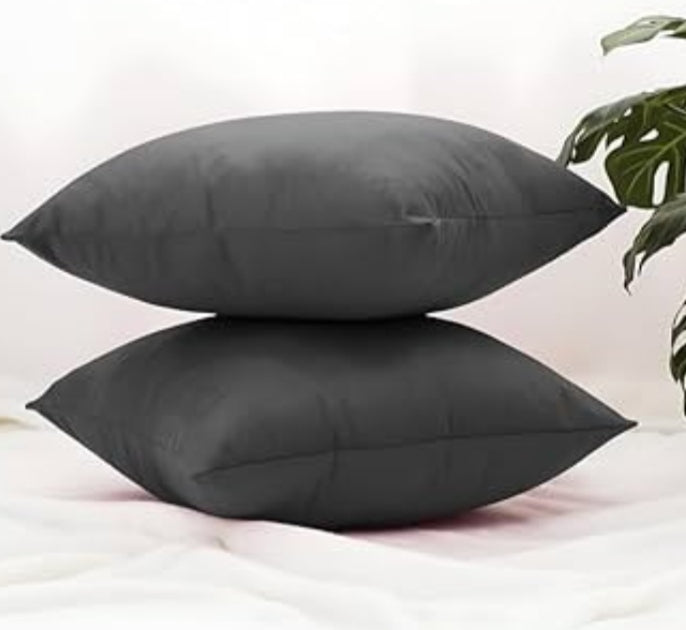 Pack of 2 velvet decorative plain cushion ( dark grey )