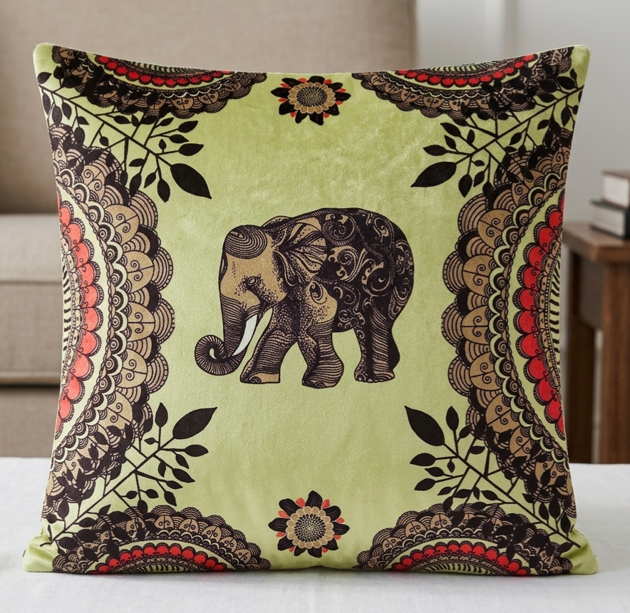 Pack of 2 pack velvet decorative print cushion