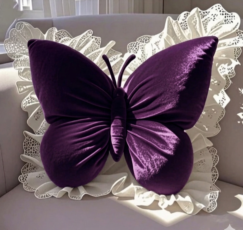 Pack of 1 pack velvet butterfly cushion ( purple )