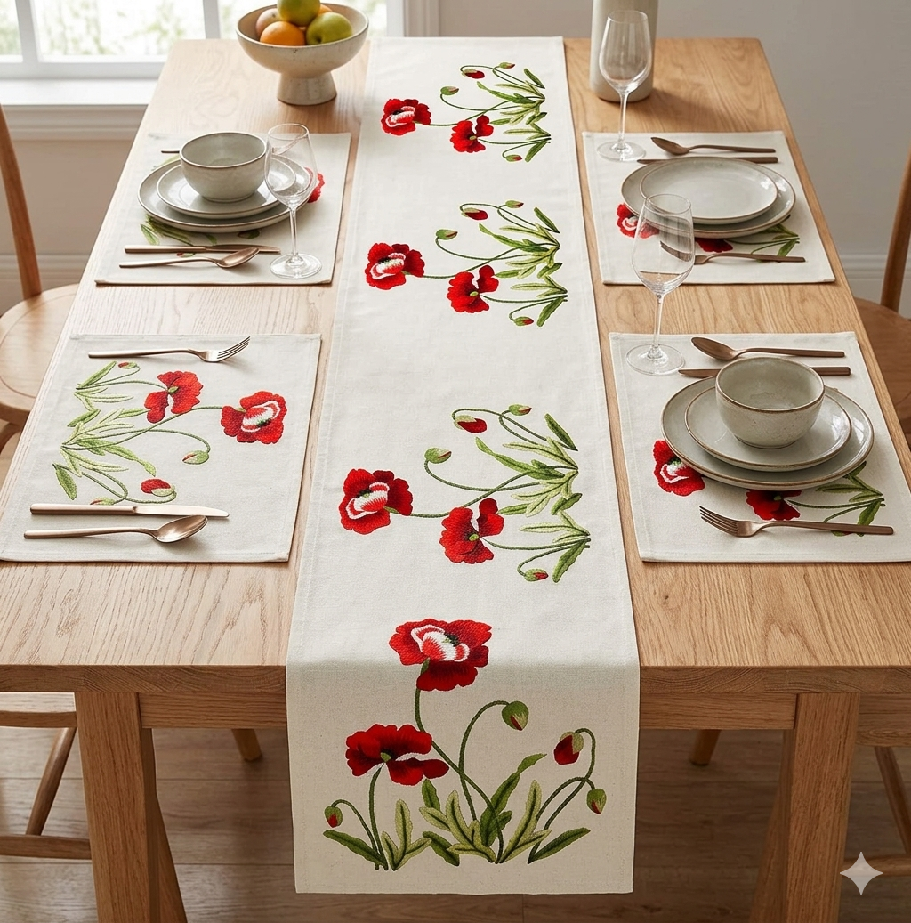 Pack of 7 pack velvet decorative print table runner