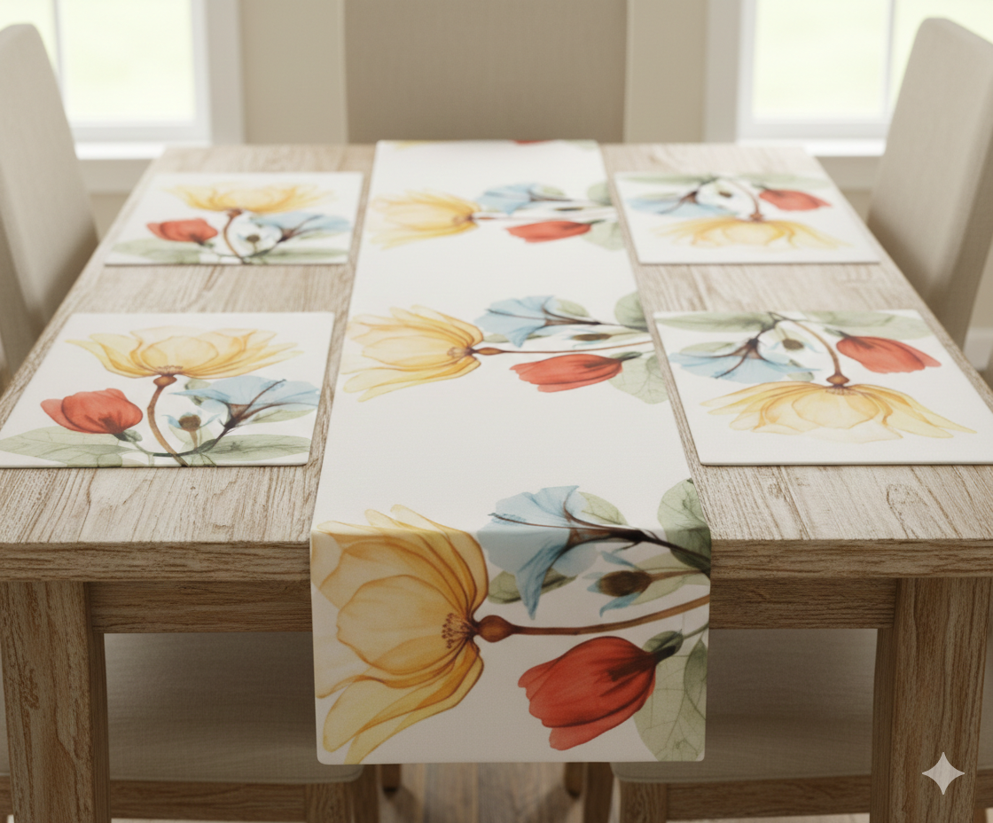 Pack of 7 pack velvet decorative print table runner