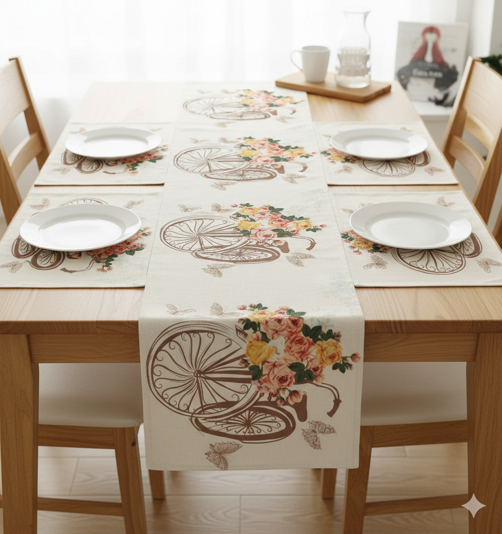 Pack of 7 pack velvet decorative print table runner