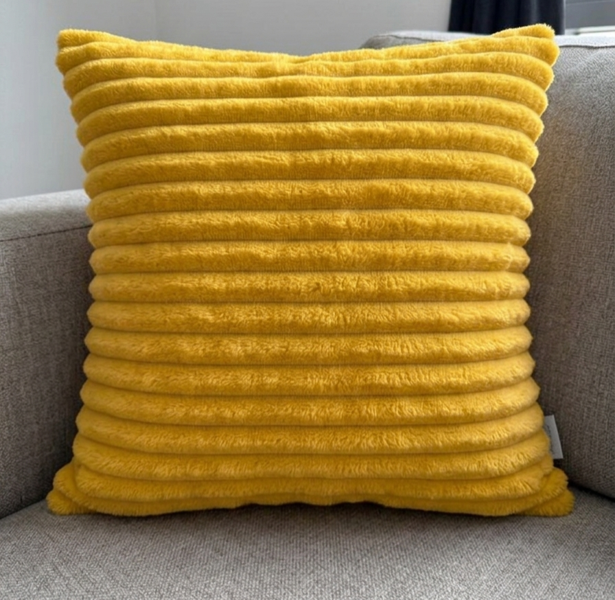 Pack of 2 pack lining frill decorative cushion ( yellow )