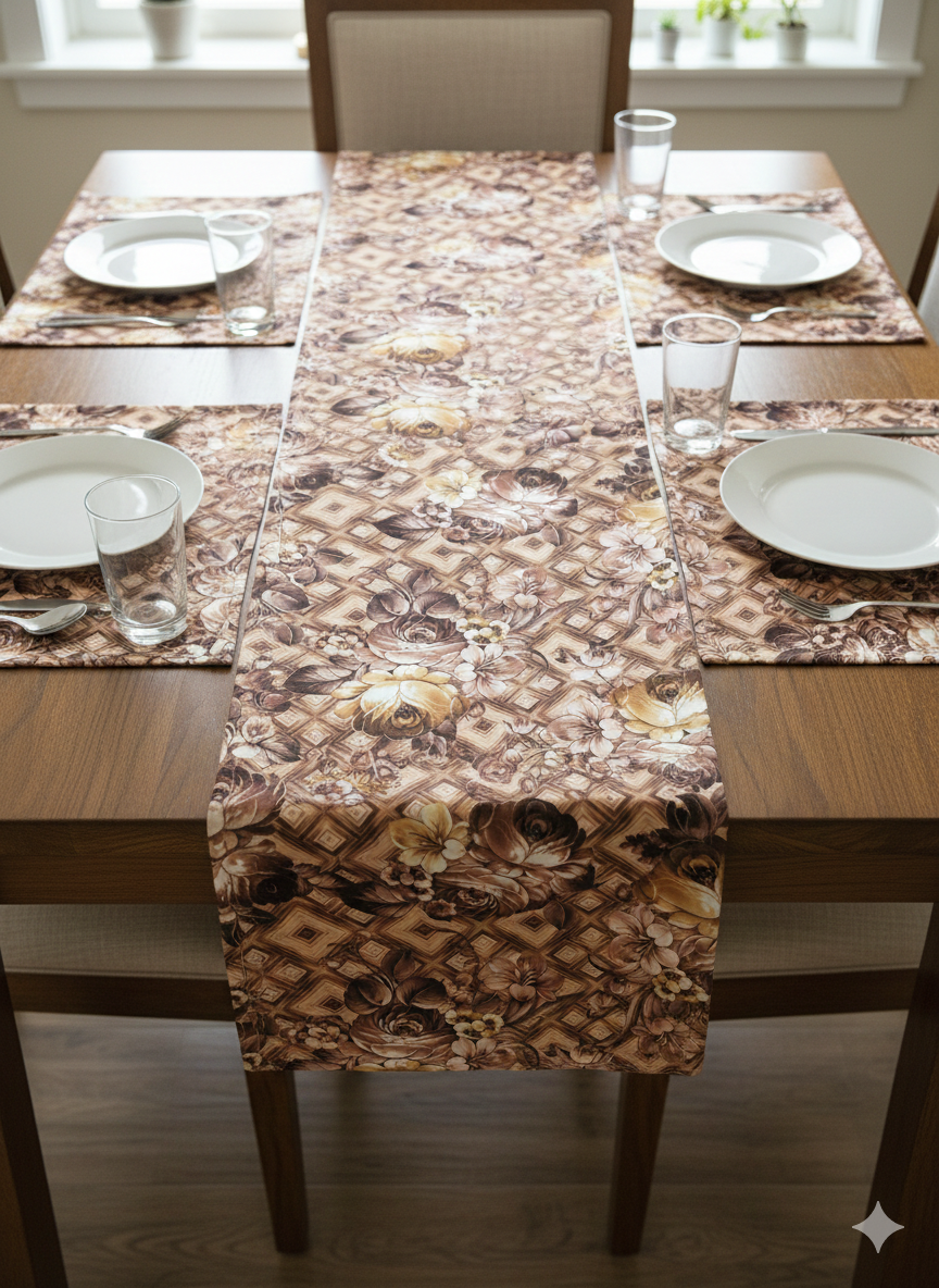 Pack of 7 pack velvet decorative print table runner