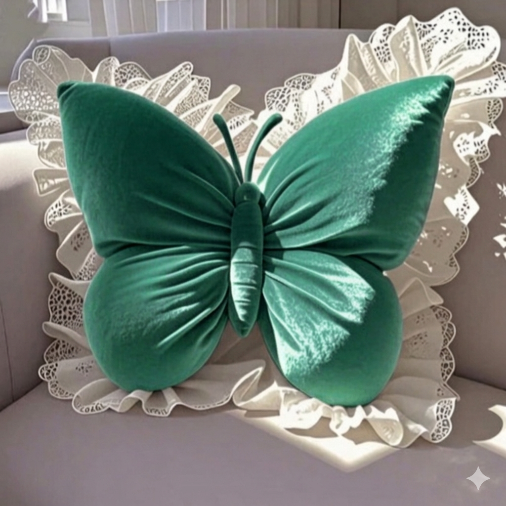 Pack of 1 pack velvet butterfly cushion ( green )