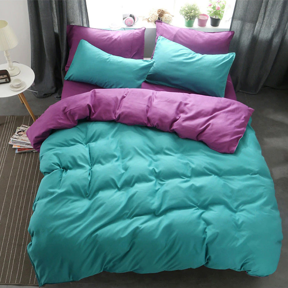 plain dyed duvet set 8 pes ( teil & purple)