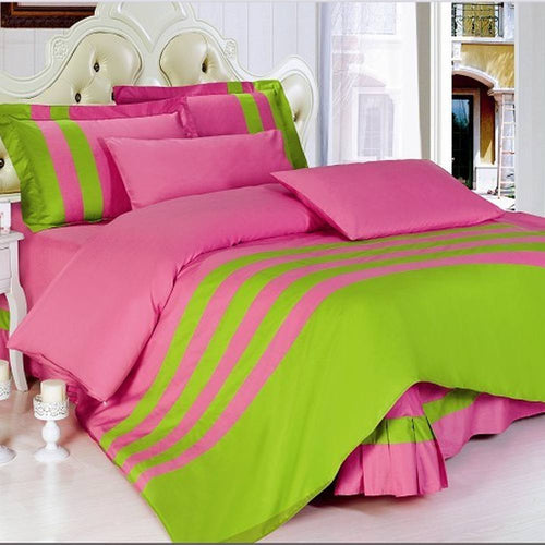 T PINK & PARET GREEN Stripe Duvet Set