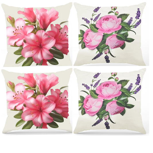 Pack of 4 pack velvet decorative print cushion  ( multi )