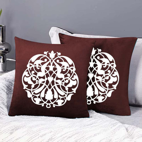 Pack of 2 pes velvet decorative cushion  ( Maroon & white)