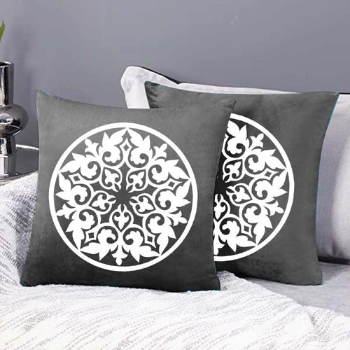 Pack of 2 pes velvet decorative cushion  ( Grey & white)