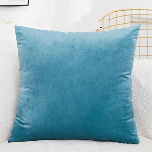 Pack of 2  velvet decorative plain cushion ( Aqua )