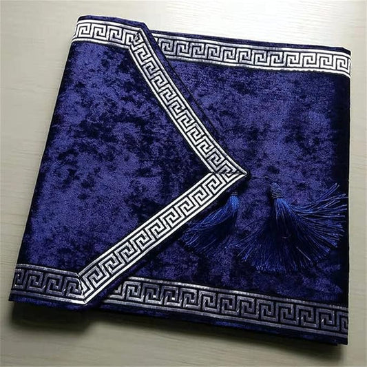 Pack of 7 pack velvet decorative lazer table runner blue & white