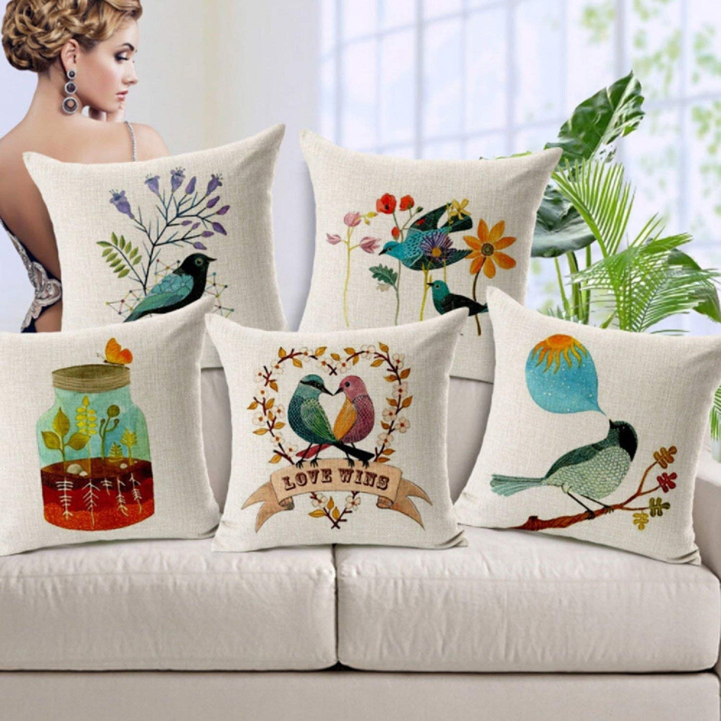 Pack of 5 pack velvet print cushion ( multi )
