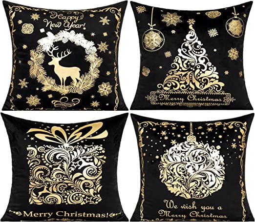 Pack of 4 pack velvet decorative print cushion  ( multi )