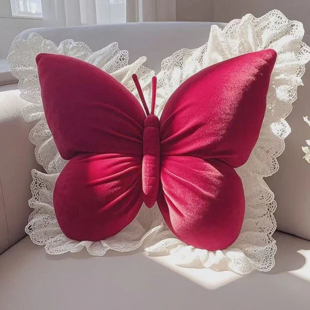 Pack of 1 pack velvet butterfly cushion  ( maroon )