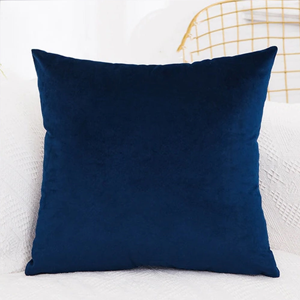 Pack of 2  velvet decorative plain cushion ( Navy )