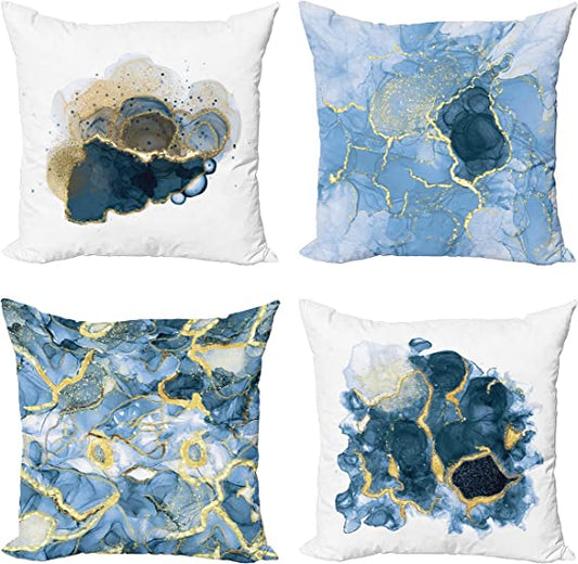 Pack of 4 pack velvet decorative print cushion  ( multi )