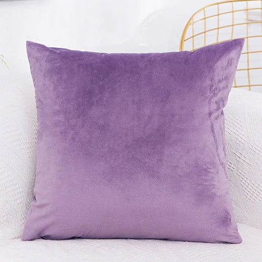 Pack of 2  velvet decorative plain cushion ( L-Purple )