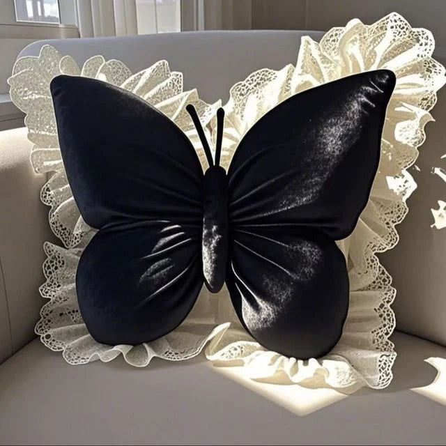 Pack of 1 pack velvet butterfly cushion  ( black )