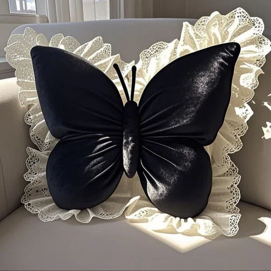 Pack of 1 pack velvet butterfly cushion  ( black )