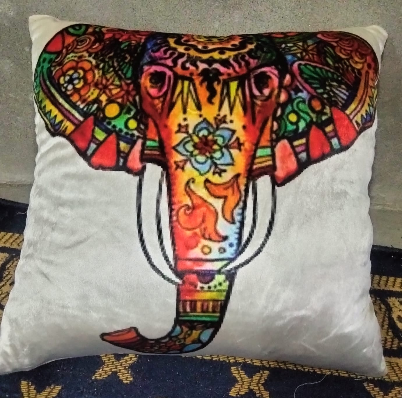 Pack of 2 pack velvet decorative print cushion  ( multi )