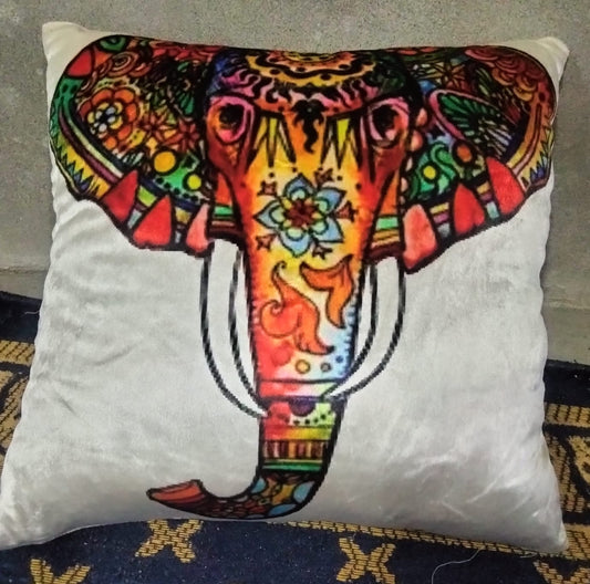 Pack of 2 pack velvet decorative print cushion  ( multi )