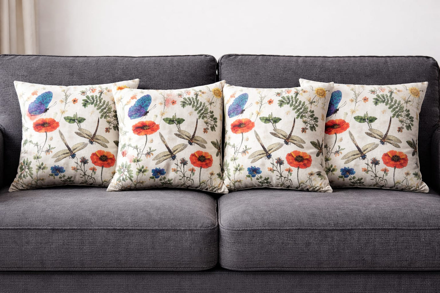 Pack of 4 pack velvet decorative print cushion ( multi )