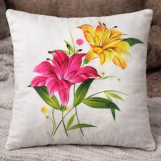 Pack of 2 pack velvet decorative print cushion  ( multi )