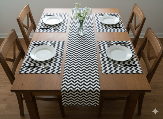 Pack of 7 pack velvet decorative laser table runner Blue & white