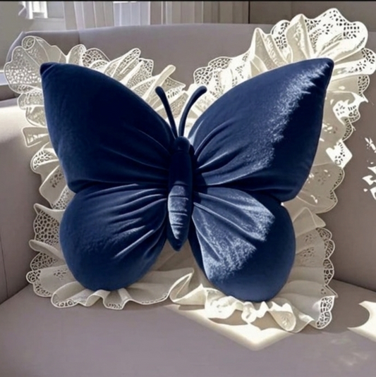 Pack of 1 pack velvet butterfly cushion  ( Blue )