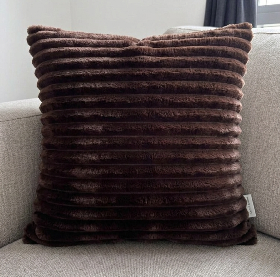 Pack of 2 pack lining frill decorative cushion  ( chocolate )