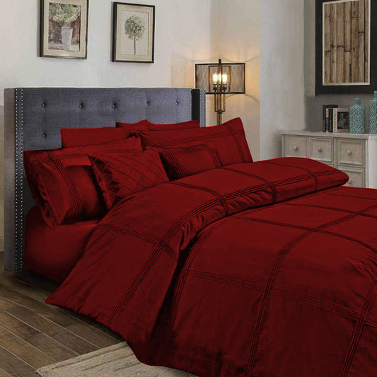 BOX PLEATED DUVET SET 8 PES  ( RED)