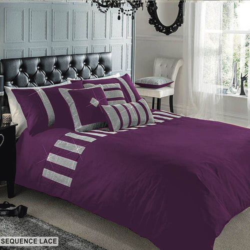 Sequence lace duvet set - purple