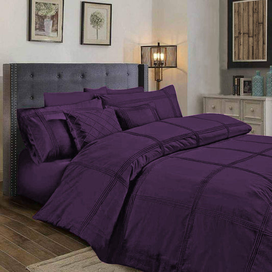 BOX PLEATED DUVET SET 8 PES  ( PURPLE)