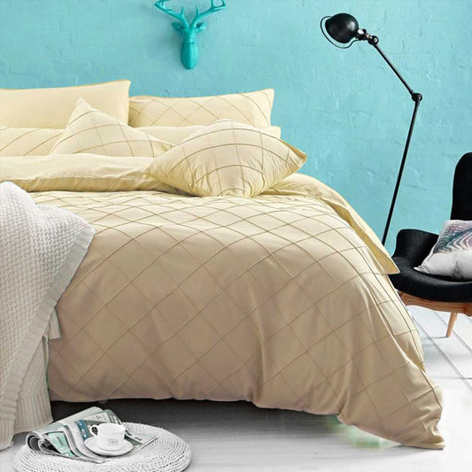 CROSS PLEATED DUVET SET 8 PES( CREEM )