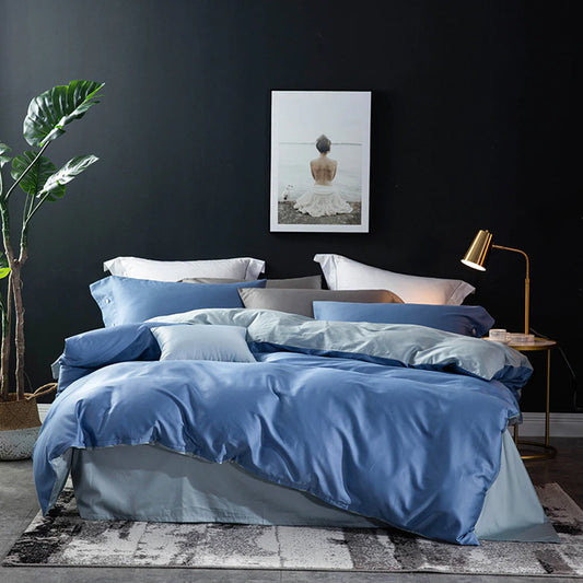 plain dyed duvet set 8 pes ( GREY & LIGHT AQVA)