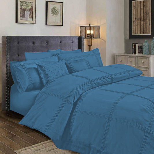 BOX PLEATED DUVET SET 8 PES  (  SKY BLUE)