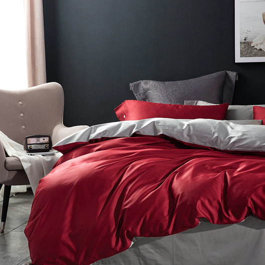 plain dyed duvet set 8 pes ( MAROON & GREY)