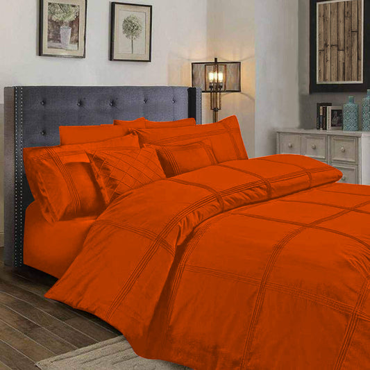 BOX PLEATED DUVET SET 8 PES  (  ORANGE)