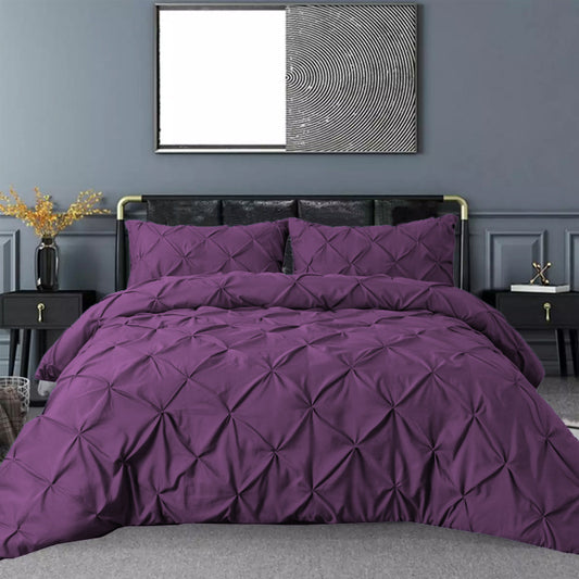 LUXURY  PINTUCK DUVET COVERS SET - 8 PIECES ( LIGHT PURPLE )