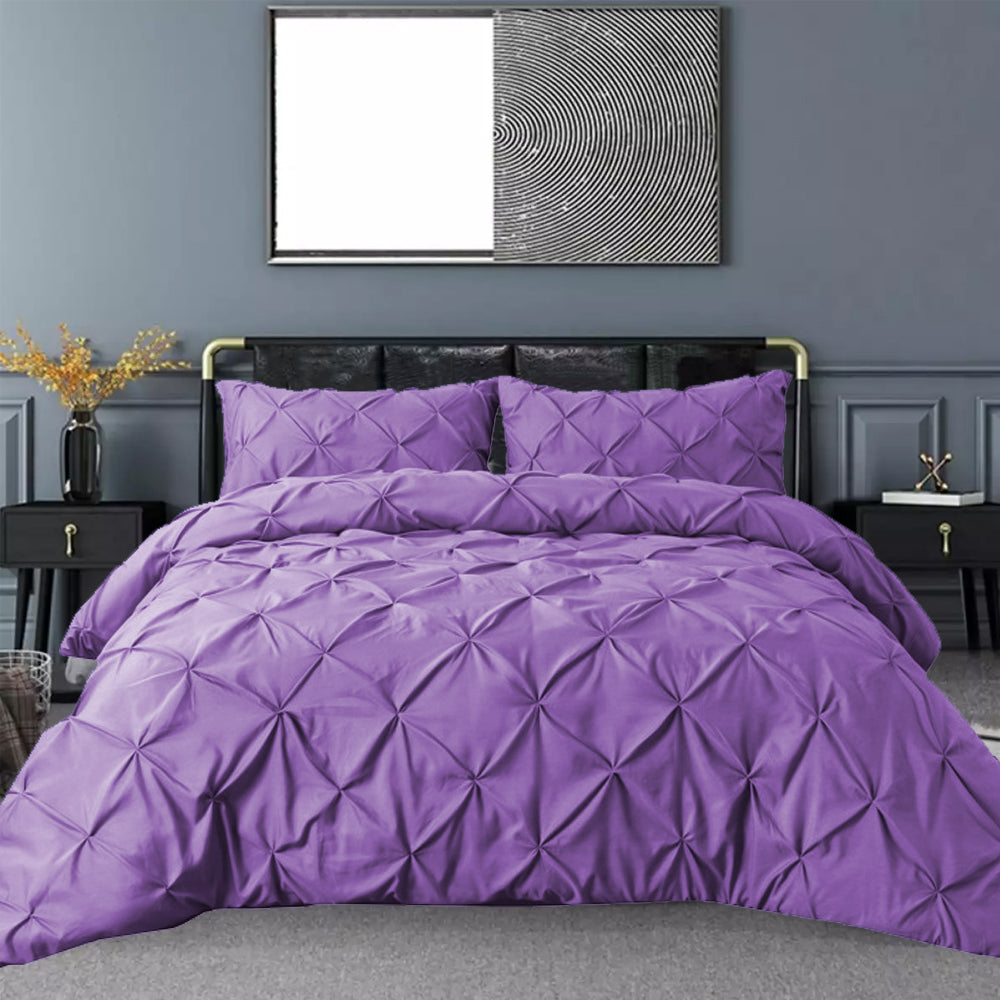 LUXURY  PINTUCK DUVET COVERS SET - 8 PIECES (  PURPLE  )